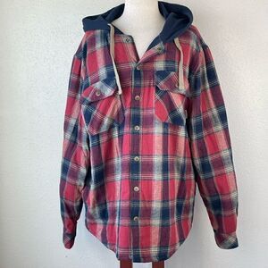 EUC Legendary Outfitters Mens Flannel Hooded Button Down Jacket Size XL